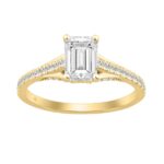 14K YELLOW GOLD 1 1/3CT ROUND/EMERALD DIAMOND LADIES RING (CENTER STONE EMERALD DIAMOND 1CT)