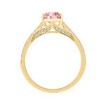 14K YELLOW GOLD 1 1/3CT ROUND/PEAR DIAMOND LADIES RING (CENTER STONE PINK PEAR DIAMOND 1CT) - Image 2