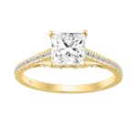 14K YELLOW GOLD 1 1/3CT ROUND/PRINCESS DIAMOND LADIES RING (CENTER STONE PRINCESS DIAMOND 1CT)