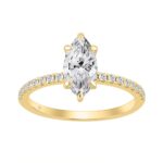 14K YELLOW GOLD 1 1/4CT ROUND DIAMOND LADIES RING (CENTER STONE MARQUISE DIAMOND 1.00CT)