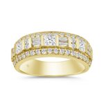 14K YELLOW GOLD 1 1/4CT ROUND/BAGUETTE/PRINCESS DIAMOND LADIES BAND