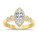 14K YELLOW GOLD 1 1/4CT ROUND/MARQUISE DIAMOND LADIES BRIDAL RING (CENTER STONE MARQUISE DIAMOND 1CT)