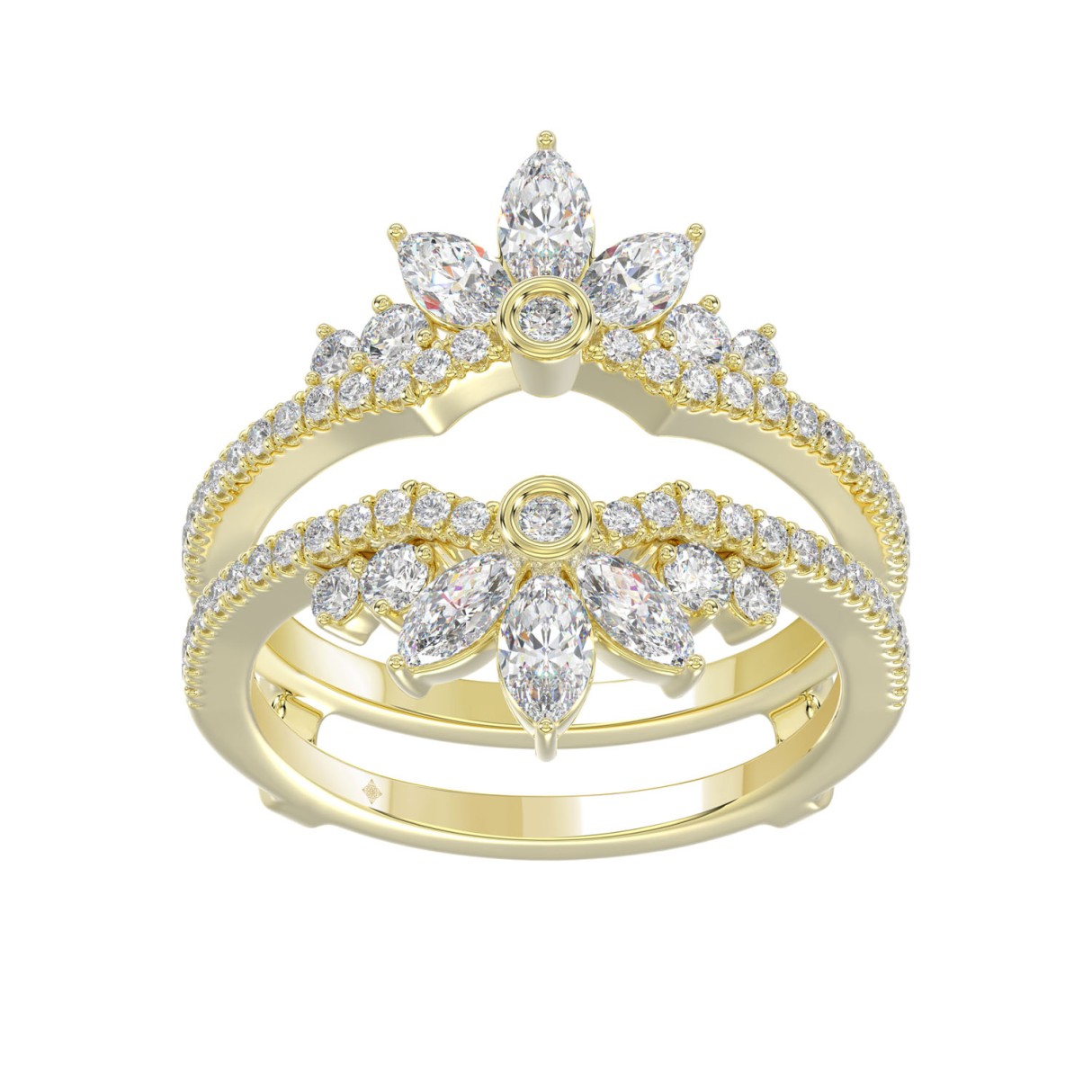 14K YELLOW GOLD 1 1/4CT ROUND/MARQUISE DIAMOND LADIES RING - Image 1