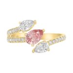 14K YELLOW GOLD 1 1/4CT ROUND/PEAR DIAMOND LADIES RING (CENTER PEAR PINK) - Image 2