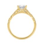 14K YELLOW GOLD 1 1/4CT ROUND/PRINCESS DIAMOND LADIES BRIDAL RING (CENTER STONE PRINCESS DIAMOND 1CT) - Image 3