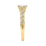 14K YELLOW GOLD 1 1/4CT ROUND/PRINCESS DIAMOND LADIES BRIDAL RING (CENTER STONE PRINCESS DIAMOND 1CT) - Image 2