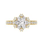 14K YELLOW GOLD 1 3/4CT ROUND/BAGUETTE/HEZAGON STEP CUT DIAMOND LADIES RING (CENTER STONE HEZAGON DIAMOND 1CT) - Image 5