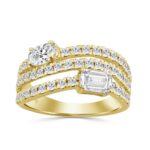 14K YELLOW GOLD 1 3/4CT ROUND/OVAL/EMERALD DIAMOND LADIES RING (CENTER STONE OVAL DIAMOND 3/8CT)