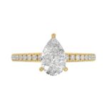 14K YELLOW GOLD 1 3/4CT ROUND/PEAR DIAMOND LADIES RING (CENTER STONE PEAR DIAMOND 1 1/2CT) - Image 5