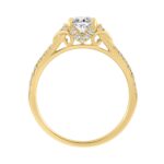 14K YELLOW GOLD 1.00CT ROUND/OVAL DIAMOND LADIES BRIDAL RING (CENTER STONE OVAL DIAMOND 3/4CT) - Image 2