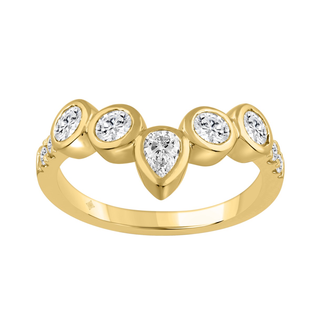 14K YELLOW GOLD 1.00CT ROUND/OVAL/PEAR DIAMOND LADIES BAND - Image 1