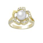 14K YELLOW GOLD 1/2CT ROUND/PEARL DIAMOND LADIES RING