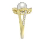 14K YELLOW GOLD 1/2CT ROUND/PEARL DIAMOND LADIES RING - Image 3