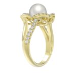 14K YELLOW GOLD 1/2CT ROUND/PEARL DIAMOND LADIES RING - Image 4