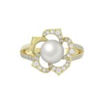 14K YELLOW GOLD 1/2CT ROUND/PEARL DIAMOND LADIES RING - Image 5
