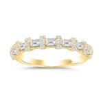14K YELLOW GOLD 1CT ROUND/EMERALD DIAMOND LADIES BAND