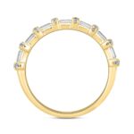 14K YELLOW GOLD 1CT ROUND/EMERALD DIAMOND LADIES BAND - Image 2
