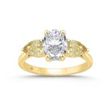 14K YELLOW GOLD 2 1/2CT OVAL/YELLOW PEAR DIAMOND LADIES RING (CENTER STONE OVAL DIAMOND 1 1/2CT)