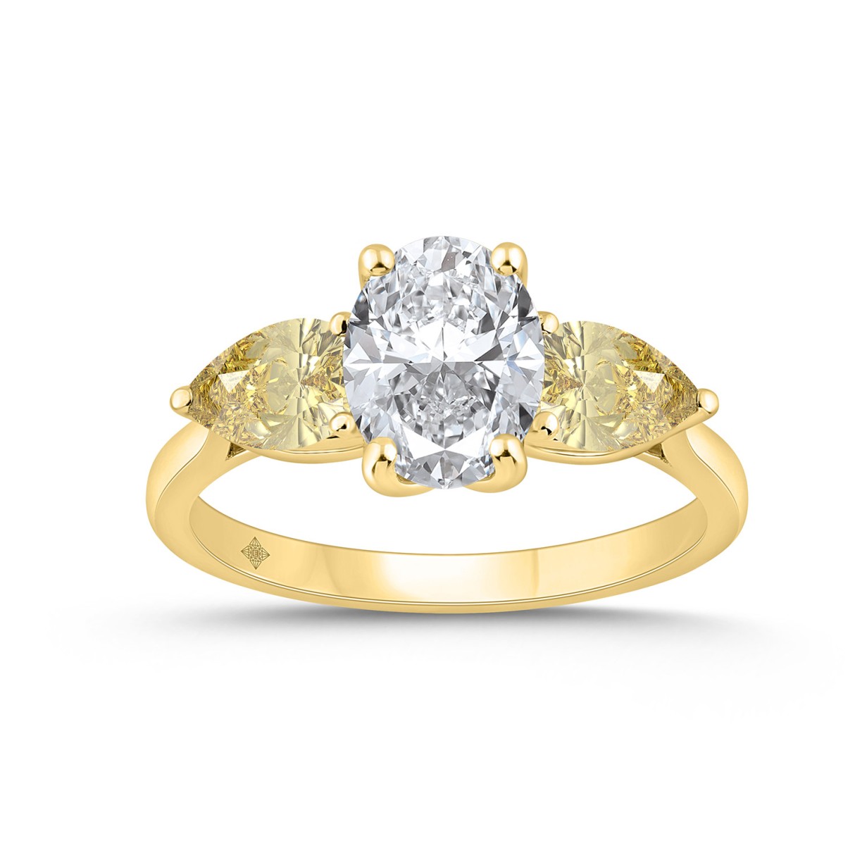 14K YELLOW GOLD 2 1/2CT OVAL/YELLOW PEAR DIAMOND LADIES RING (CENTER STONE OVAL DIAMOND 1 1/2CT) - Image 1