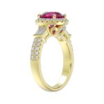 14K YELLOW GOLD 2 1/2CT ROUND/BAGUETTE DIAMOND LADIES RING (CENTER STONE ROUND RUBY DIAMOND 2CT) - Image 4
