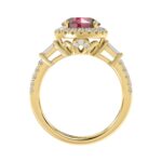14K YELLOW GOLD 2 1/2CT ROUND/BAGUETTE DIAMOND LADIES RING (CENTER STONE ROUND RUBY DIAMOND 2CT) - Image 2