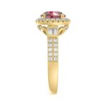 14K YELLOW GOLD 2 1/2CT ROUND/BAGUETTE DIAMOND LADIES RING (CENTER STONE ROUND RUBY DIAMOND 2CT) - Image 3