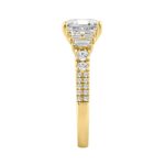 14K YELLOW GOLD 2 1/2CT ROUND/CUSHION/BAGUETTE DIAMOND LADIES RING (CENTER STONE CUSHION DIAMOND 2CT) - Image 3
