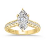 14K YELLOW GOLD 2 1/2CT ROUND/MARQUISE DIAMOND LADIES RING (CENTER STONE MARQUISE DIAMOND 2CT)