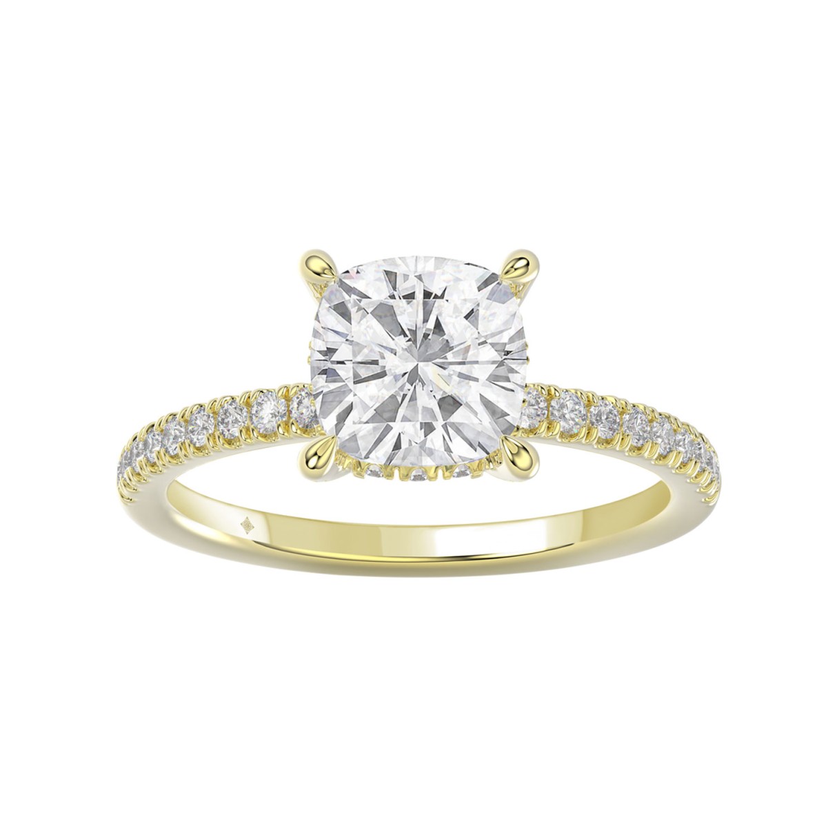 14K YELLOW GOLD 2 1/4CT ROUND/CUSHION DIAMOND LADIES RING (CENTER STONE CUSHION DIAMOND 2CT) - Image 1