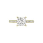 14K YELLOW GOLD 2 1/4CT ROUND/CUSHION DIAMOND LADIES RING (CENTER STONE CUSHION DIAMOND 2CT) - Image 5