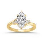 14K YELLOW GOLD 2 1/4CT ROUND/MARQUISE DIAMOND LADIES RING (CENTER STONE MARQUISE DIAMOND 2CT)