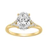 14K YELLOW GOLD 2 1/4CT ROUND/OVAL DIAMOND LADIES BRIDAL RING (CENTER STONE OVAL DIAMOND 2CT)