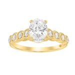 14K YELLOW GOLD 2 1/4CT ROUND/OVAL DIAMOND LADIES RING (CENTER STONE OVAL DIAMOND 2.00CT)