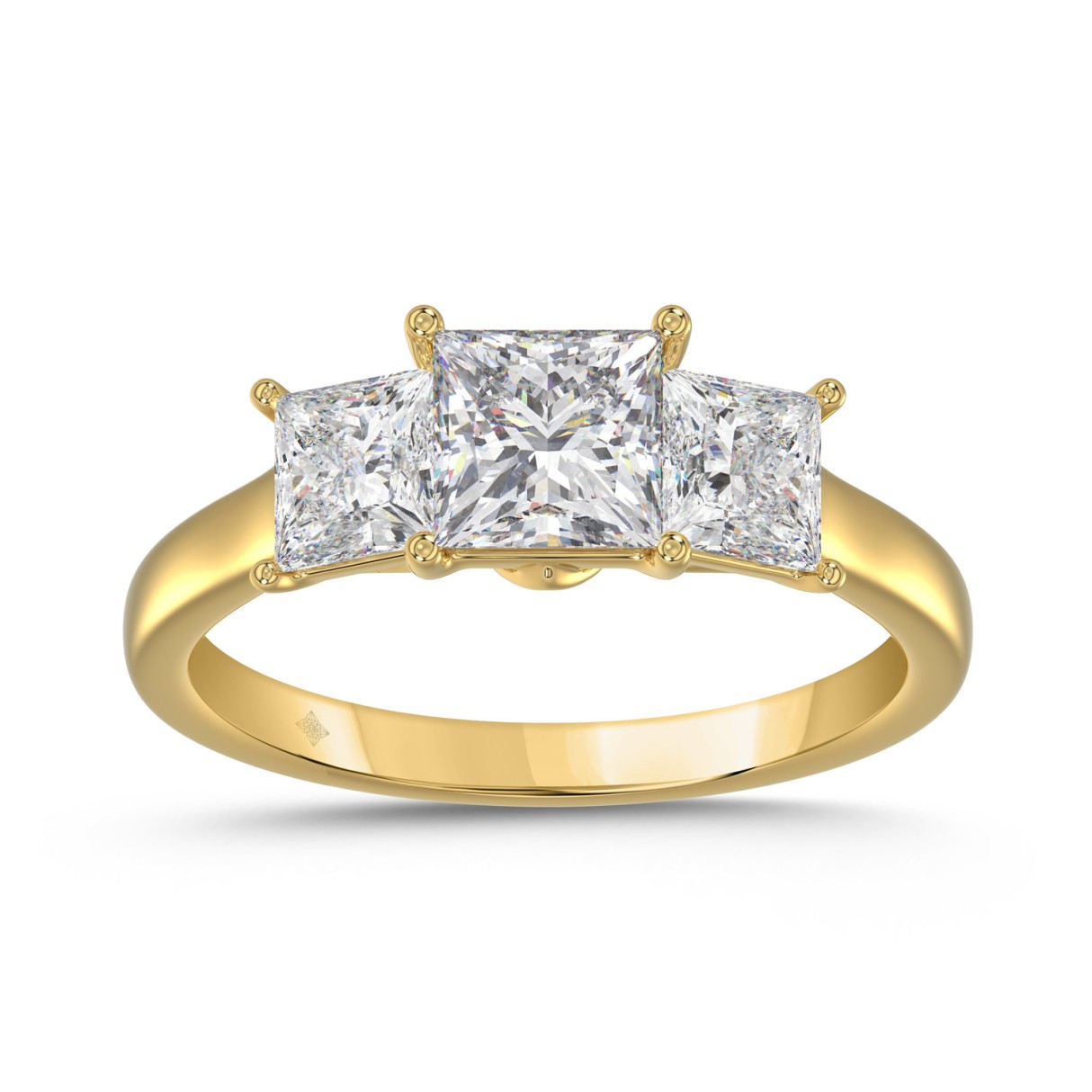 14K YELLOW GOLD 2 1/6CT PRINCESS DIAMOND LADIES RING (CENTER STONE PRINCESS DIAMOND 1CT) - Image 1