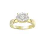 14K YELLOW GOLD 2 3/1CT ROUND/PEAR/OVAL DIAMOND LADIES RING (CENTER STONE OVAL DIAMOND 2.00CT)