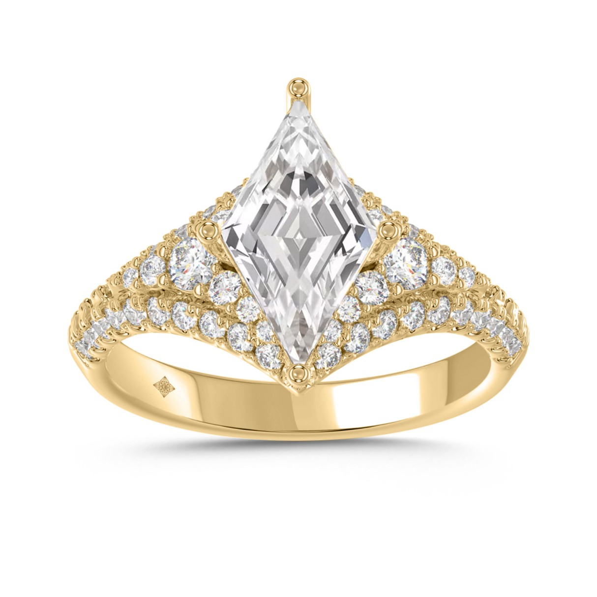 14K YELLOW GOLD 2 3/4CT ROUND/LOZENGE DIAMOND LADIES RING (LOZENGE STUP CUT 2CT) - Image 1