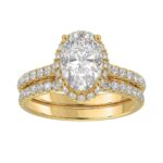 14K YELLOW GOLD 2 3/4CT ROUND/OVAL DIAMOND LADIES BRIDAL RING (CENTER STONE OVAL DIAMOND 2CT)