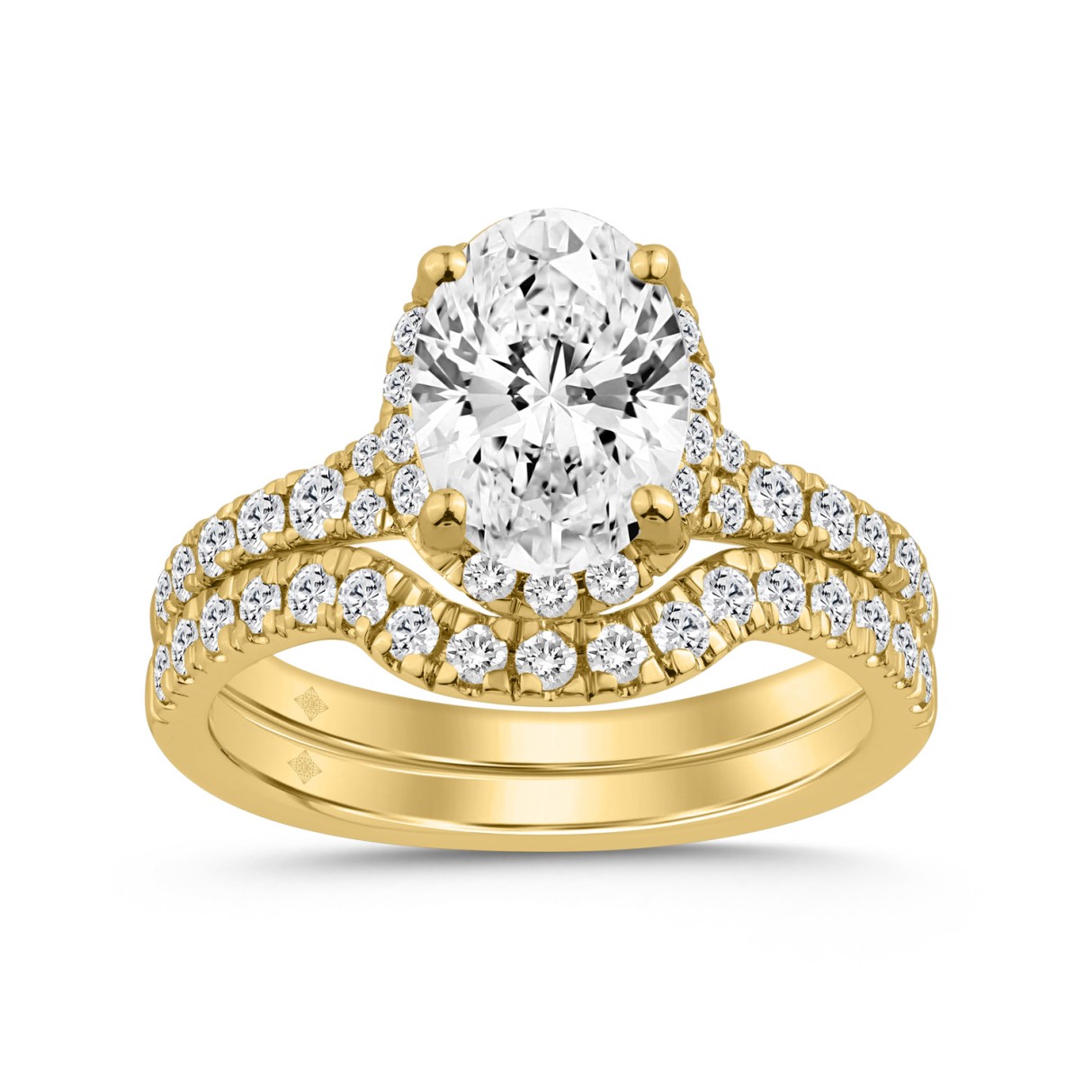 14K YELLOW GOLD 2 3/4CT ROUND/OVAL DIAMOND LADIES RING (CENTER STONE OVAL DIAMOND 2CT) - Image 1