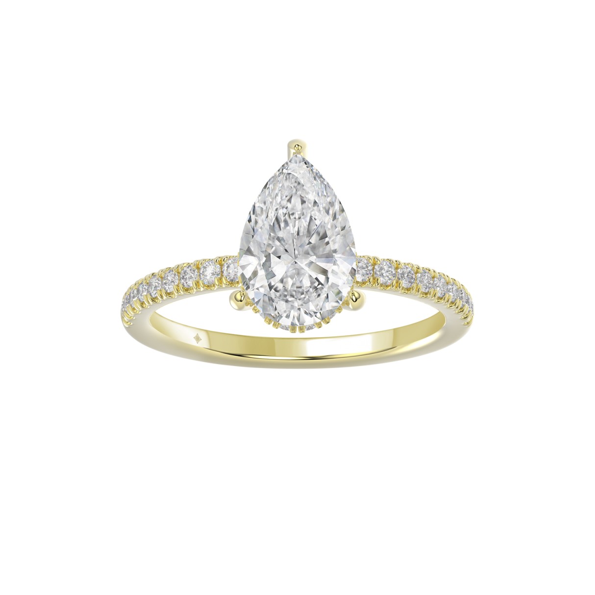 14K YELLOW GOLD 2 3/4CT ROUND/PEAR DIAMOND LADIES RING (CENTER STONE PEAR DIAMOND 2CT) - Image 1