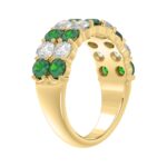 14K YELLOW GOLD 2 3/8CT ROUND/GREEN EMERALD ROUND DIAMOND LADIES BAND - Image 3