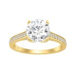 14K YELLOW GOLD 2.00CT ROUND DIAMOND LADIES RING (CENTER STONE ROUND DIAMOND 1 3/4CT)