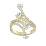 14K YELLOW GOLD 2.00CT ROUND/PEAR DIAMOND LADIES RING