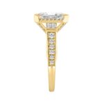 14K YELLOW GOLD 3 1/2CT ROUND/BAGUETTE/EMERALD DIAMOND LADIES RING (CENTER STONE EMERALD DIAMOND 3CT) - Image 2