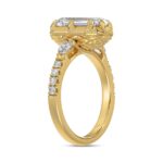 14K YELLOW GOLD 3 1/2CT ROUND/PEAR/EMERALD DIAMOND LADIES RING (CENTER STONE EMERALD DIAMOND 3CT) - Image 3