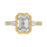 14K YELLOW GOLD 3 1/2CT ROUND/PEAR/EMERALD DIAMOND LADIES RING (CENTER STONE EMERALD DIAMOND 3CT) - Image 5