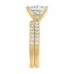 14K YELLOW GOLD 3 1/2CT ROUND/PRINCESS DIAMOND LADIES BRIDAL SET (CENTER STONE PRINCESS DIAMOND 3CT) - Image 4