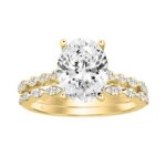 14K YELLOW GOLD 3 1/3CT ROUND/OVAL DIAMOND LADIES BRIDAL SET (CENTER STONE OVAL DIAMOND 3CT)