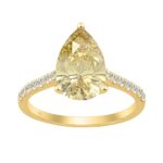 14K YELLOW GOLD 3 1/3CT ROUND/PEAR DIAMOND LADIES RING (CENTER STONE YELLOW PEAR DIAMOND 3CT)