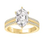 14K YELLOW GOLD 3 1/4CT ROUND/HEXAGON DIAMOND LADIES RING