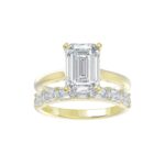 14K YELLOW GOLD 3 7/8CT ROUND/EMERALD DIAMOND LADIES BRIDAL SET (CENTER STONE EMERALD DIAMOND 2 1/2CT)